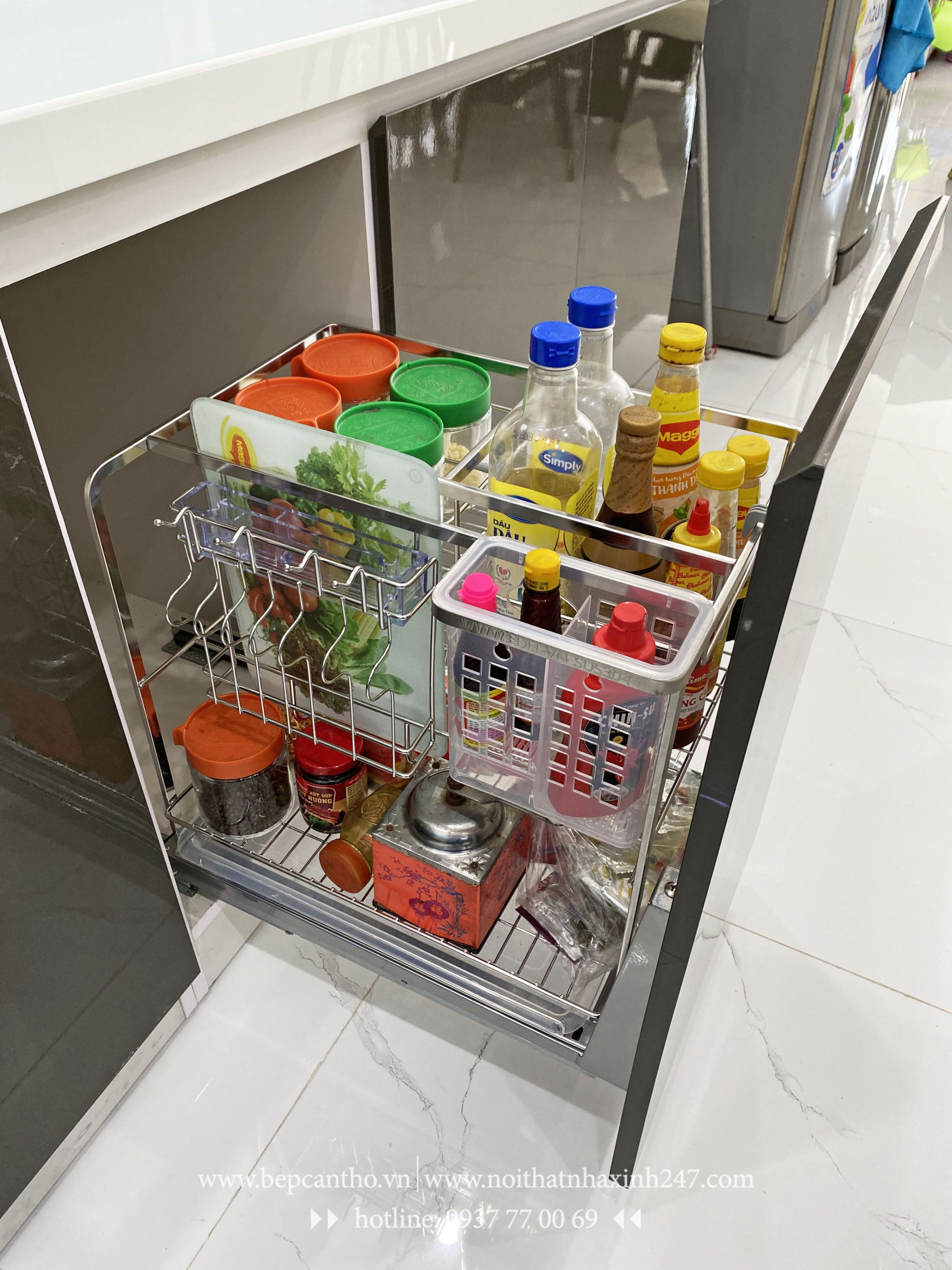 Giá Đựng Gia Vị - Inox 304 - BK01.400 BẾP CẦN THƠ